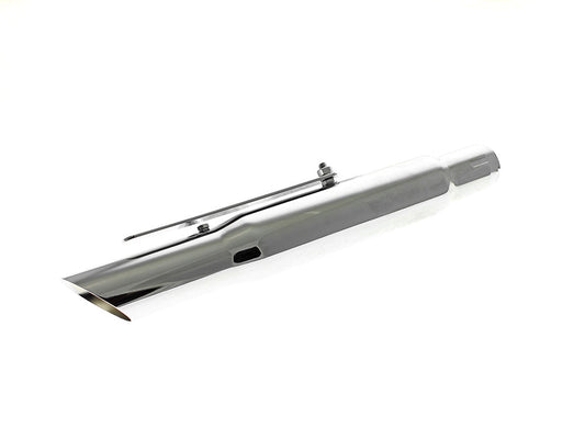 Universal Shorty Style Slash Cut Muffler – Chrome. 1-3/4in. Inlet