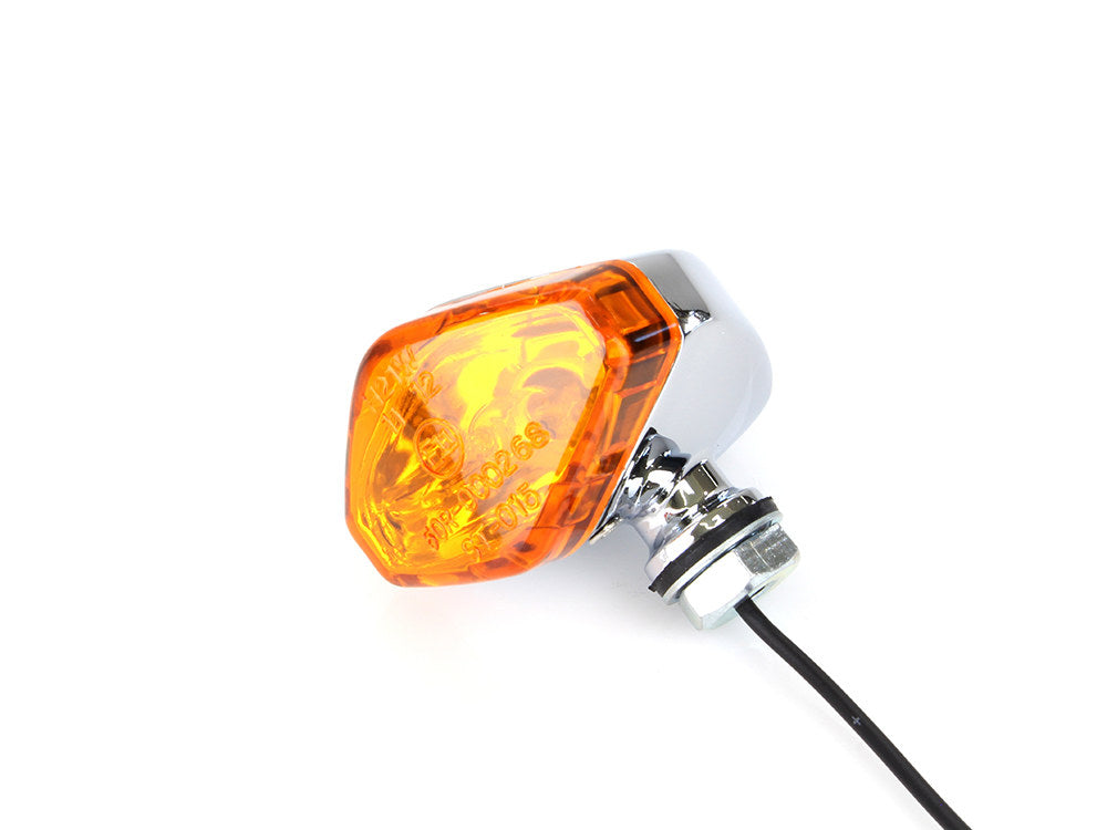 Mini Diamond Turn Signal with Amber Lense – Chrome.