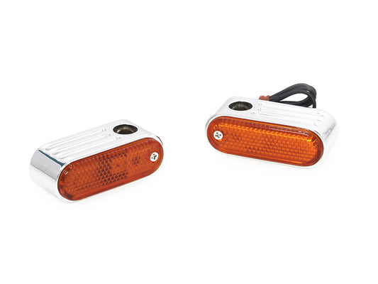 Doss Marker Turn Signals with Amber Lens & 5/16in. Mounting Hole – Chrome.