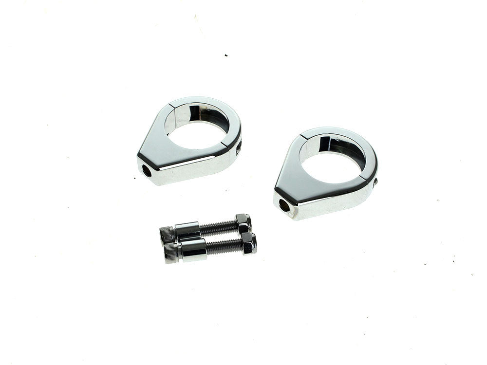 39mm Forks Turn Signal Clamps – Chrome. Fits Dyna 1991-2005, FXR 1987-1994 & Most Sportster 1987-2021