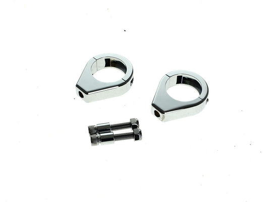 39mm Forks Turn Signal Clamps – Chrome. Fits Dyna 1991-2005, FXR 1987-1994 & Most Sportster 1987-2021