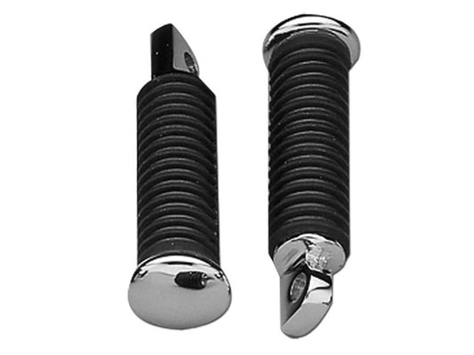 Footpegs with Black Rubber & Male Mount – Chrome.