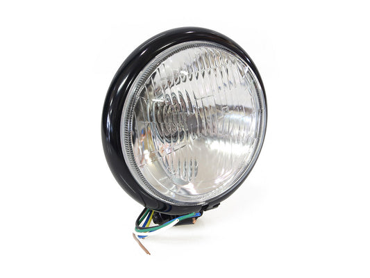 5-3/4in. Batz Style Headlight with Bottom Mount – Black.