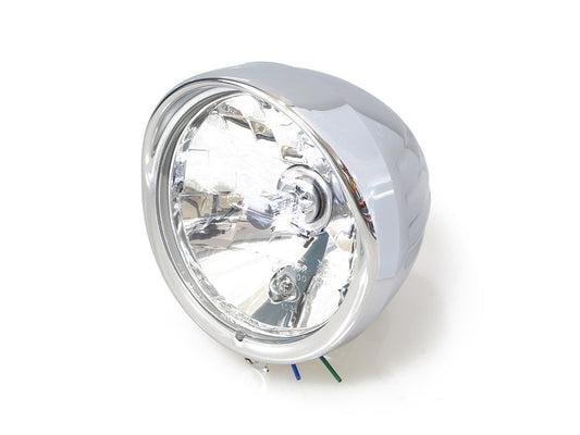 5-3/4in. Headlight with Ball Milled Shell & Peaked Visor with Bottom Mount – Chrome.