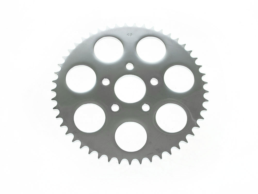 49 Tooth, Flat Steel Rear Chain Sprocket – Chrome. Fits Big Twin 1973-1999 & Sportster 1979-1999.