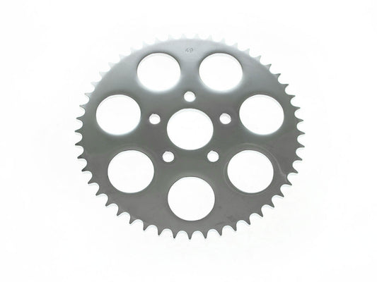 49 Tooth, Flat Steel Rear Chain Sprocket – Chrome. Fits Big Twin 1973-1999 & Sportster 1979-1999.