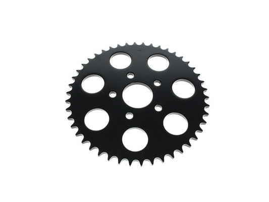 46 Tooth, Flat Steel Rear Chain Sprocket – Gloss Black. Fits Big Twin 1973-1999 & Sportster 1979-1999.