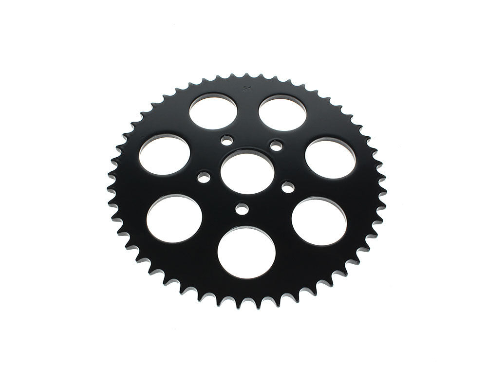 51 Tooth, Flat Steel Rear Chain Sprocket – Gloss Black. Fits Big Twin 1973-1999 & Sportster 1979-1999.