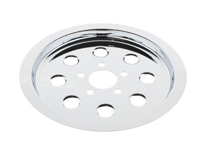 Rear Pulley Cover – Chrome. Fits Big Twin 1994-1999 with 65 Tooth Pulley.