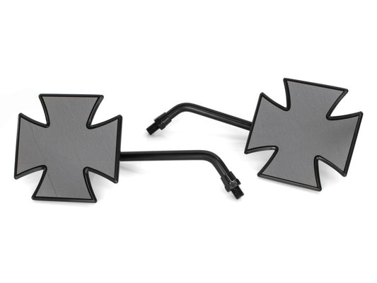 Maltese Cross Mirrors – Black. Metric Thread.