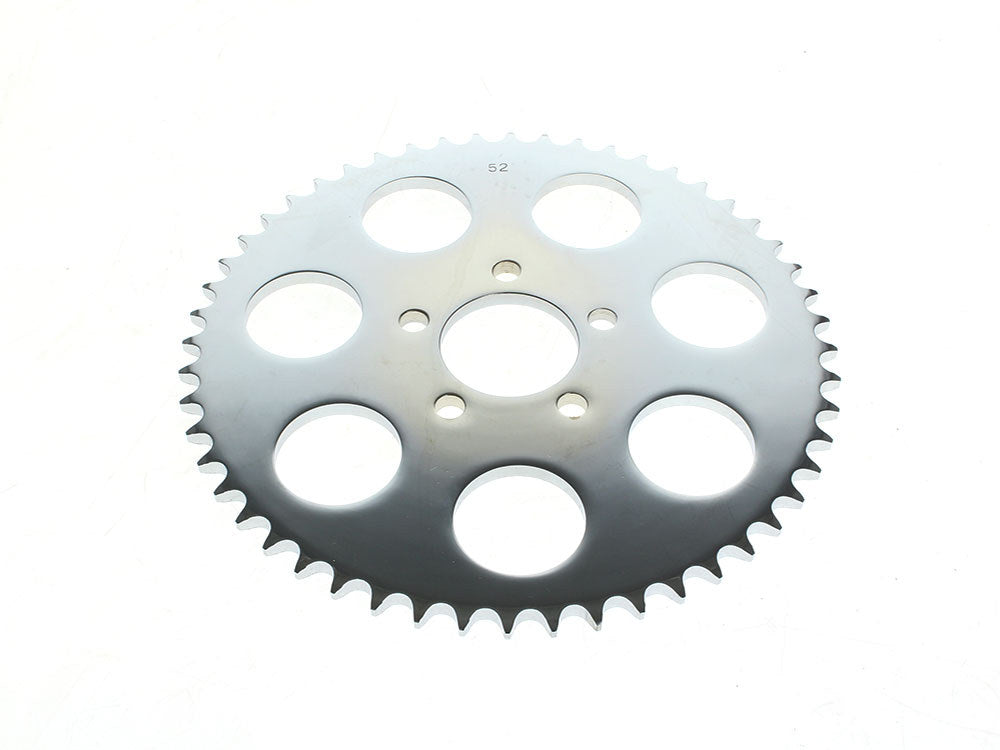 52 Tooth, Flat Steel Rear Chain Sprocket – Chrome. Fits Big Twin 2000up & Sportster 2000-2021.