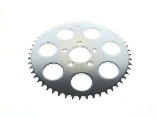 52 Tooth, Flat Steel Rear Chain Sprocket – Chrome. Fits Big Twin 2000up & Sportster 2000-2021.
