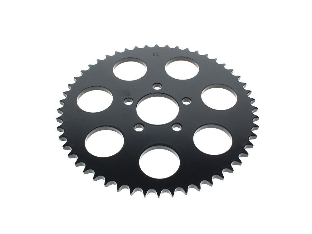 52 Tooth, Flat Steel Rear Chain Sprocket – Gloss Black. Fits Big Twin 2000up & Sportster 2000-2021.