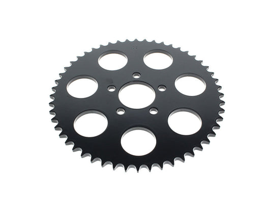 52 Tooth, Flat Steel Rear Chain Sprocket – Gloss Black. Fits Big Twin 2000up & Sportster 2000-2021.