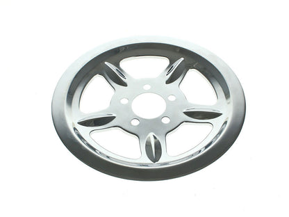 Rear Pulley Cover – Chrome. Fits Sportster 2004-2021 with 68 Tooth Pulley