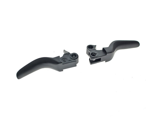 Smooth Shorty Hand Levers – Black. Fits Softail 1996-2014, Dyna 1996-2017, Touring 1996-2007 & Sportster 1996-2003.