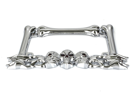 Number Plate Frame with Skulls – Chrome.