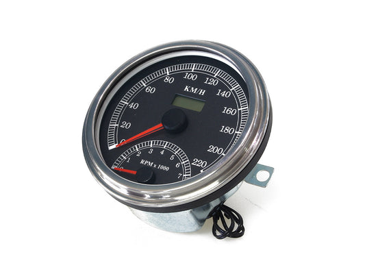 4-1/2in. Tank Mount KPH Speedometer with Tachometer – Chrome. Fits Big Twin 1936-1995