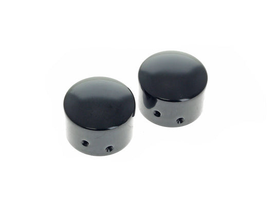 Front Axle Caps – Gloss Black. Fits Touring 2008up, Softail 2007-2017, Dyna 2008-2017, Sportster 2008-2021, V-Rod 2008-2011, Street 2015-2020