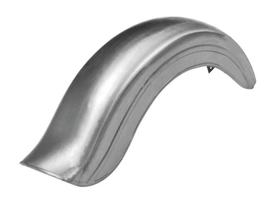 Rear Universal Fat Bob Style Fender with Left Chain Cut Away. – Raw.