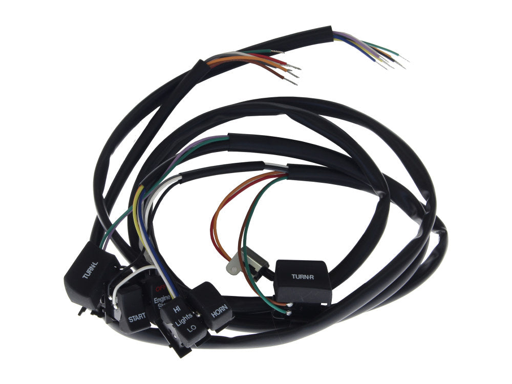 48in. Handlebar Wiring Harness – Black Switches. Fits Big Twin & Sportster 1982-1995.