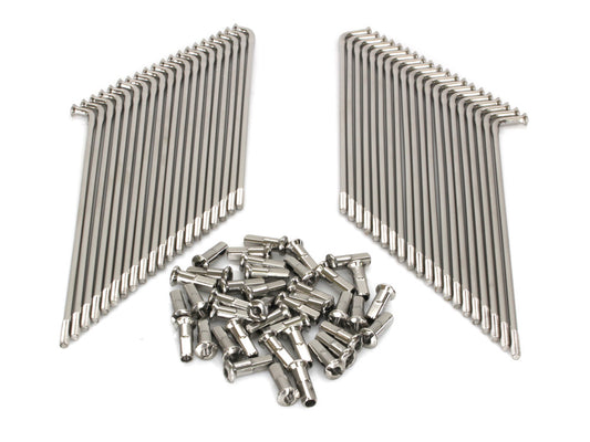 19in. Spokes – Polished Stainless Steel. Fits Original Style H-D Deep Drop Center Rim when used in conjunction with Narrow Glide Hub 1973up & OEM H-D Mid Glide Front Hub 2006up.