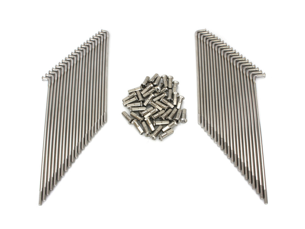 19in. Spokes – Stainless Steel. Fits Original Style H-D Deep Drop Center Rim when used in conjunction with Narrow Glide Hub 1973up & OEM H-D Mid Glide Front Hub 2006up.