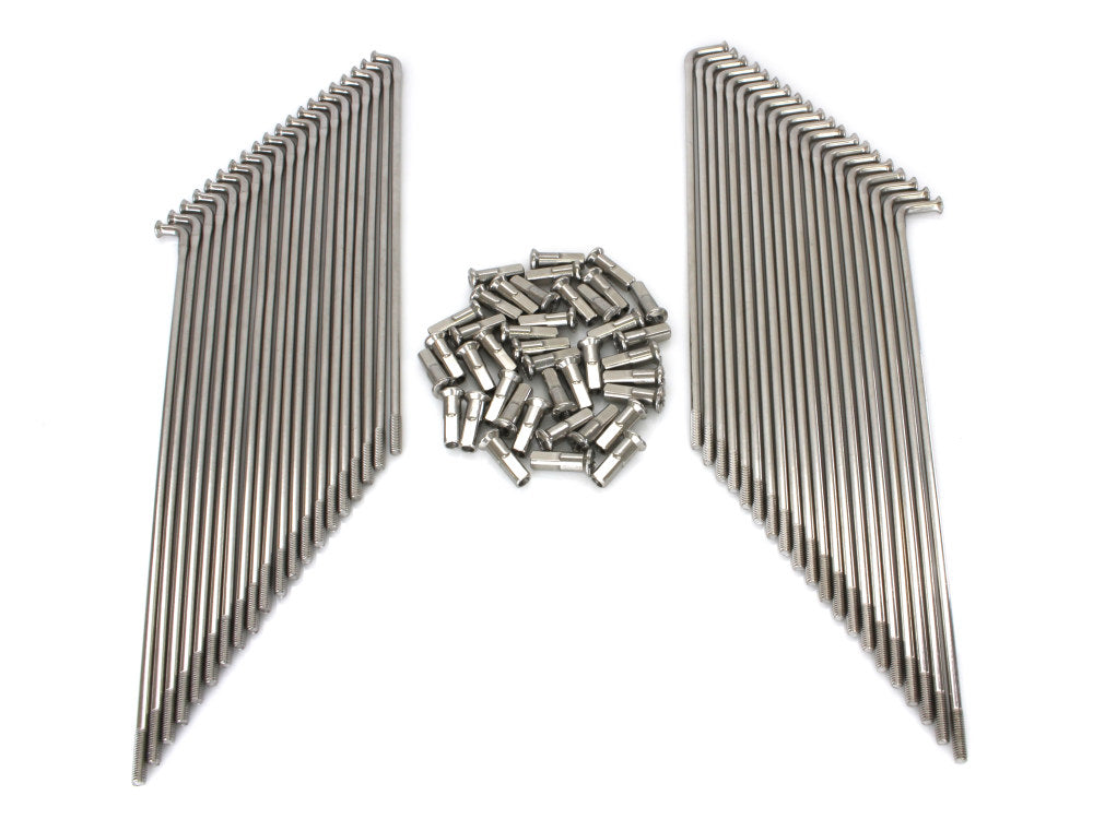 21in. Spokes – Stainless Steel. Fits Original Style H-D Drop Center Rims & Genuine H-D Smooth Profile Rims when used in conjunction with H-D Narrow Glide Hub 1973up & OEM H-D Mid Glide Front Hub 2006up.