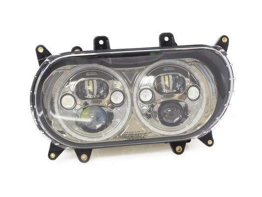 Dual LED HeadLight Kit with Integrated DRL Halos with Amber Turn Signals. Fits Road Glide 2015up.