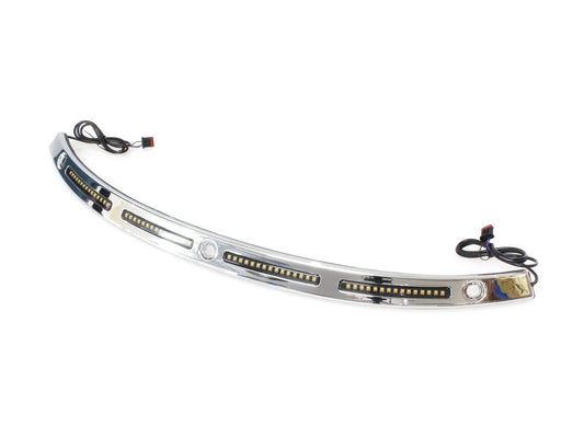 LED DRL Windshield Trim with Sequential Amber Turn, White Run & Smoke Lens – Chrome. Fits Touring 2014-2023