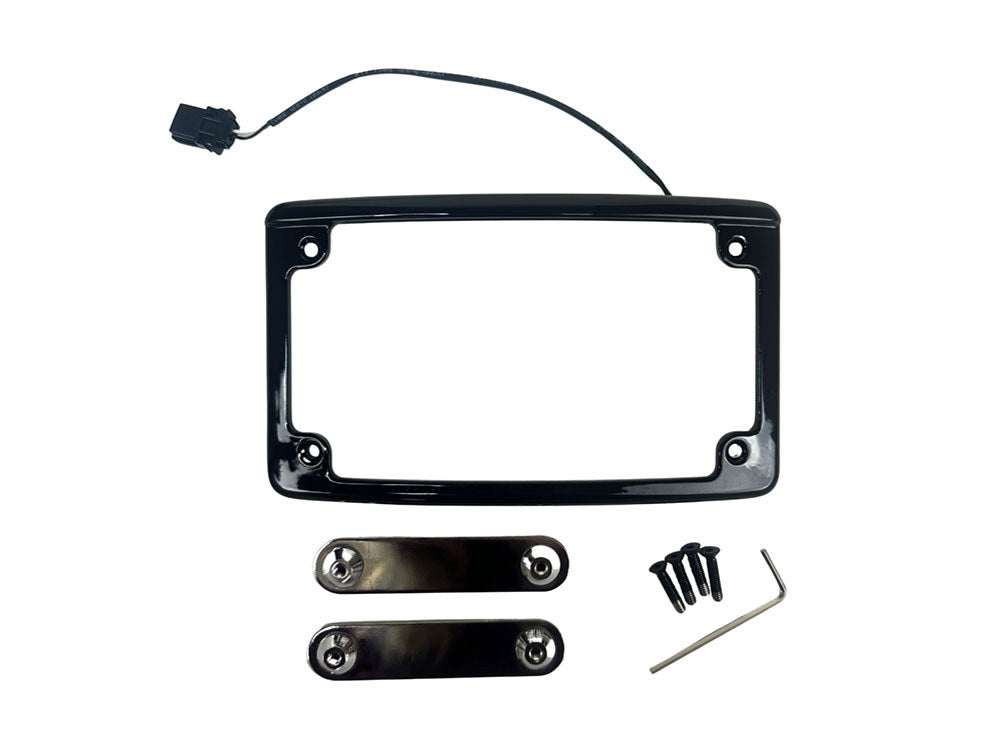 Curved Number Plate Frame with Number Plate Light Only – Black. Fits CVO Touring 2023up & Street Glide & Road Glide 2024up