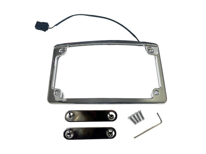 Curved Number Plate Frame with Number Plate Light Only – Chrome. Fits CVO Touring 2023up & Street Glide & Road Glide 2024up