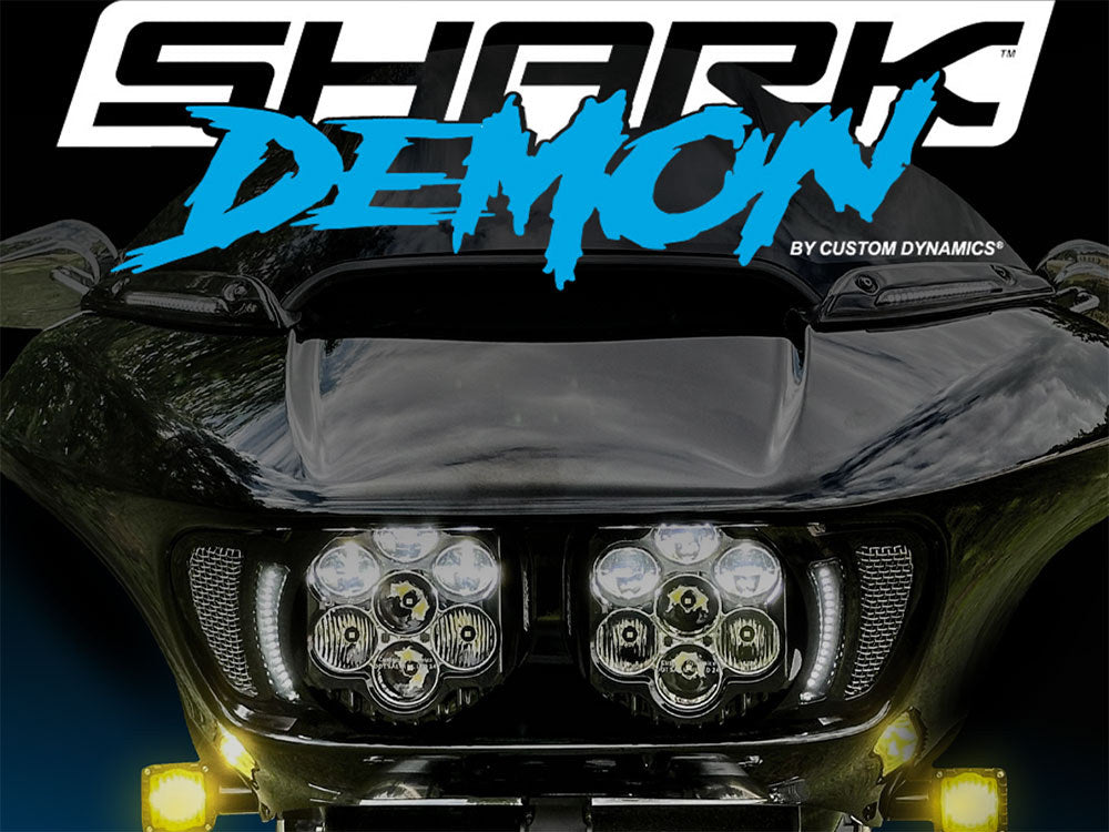 Shark Demon 2 Performance LED Headlight Kit – White & White. Fits Road Glide 2015-2023