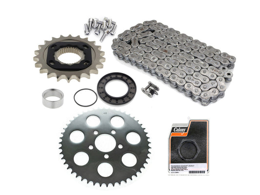 Rear Drive Belt to Chain Conversion. Fits Sportster 2000-2003. Silver rear Sprocket. Final Drive Ratio = 2.18:1
