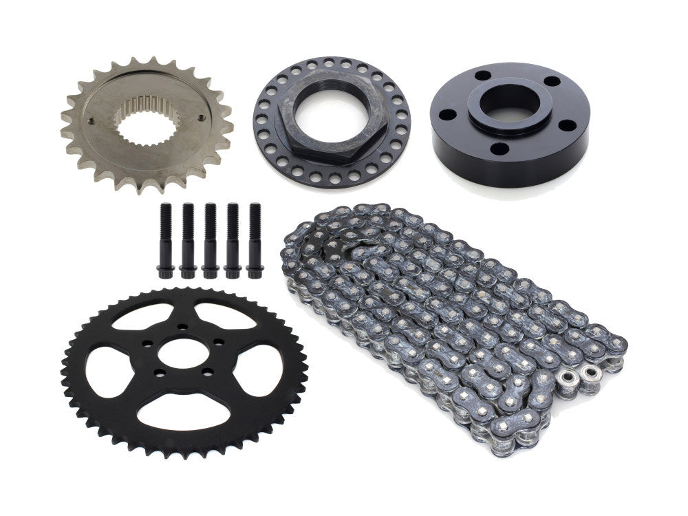 Rear Drive Belt to Chain Conversion. Fits Dyna 2006-2017. Black rear Sprocket. Final Drive Ratio = 2.04:1