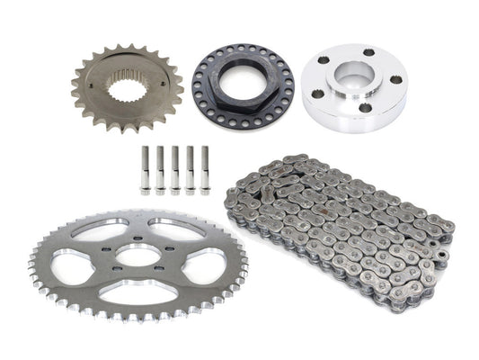 Rear Drive Belt to Chain Conversion. Fits Dyna 2006-2017. Silver rear Sprocket. Final Drive Ratio = 2.04:1