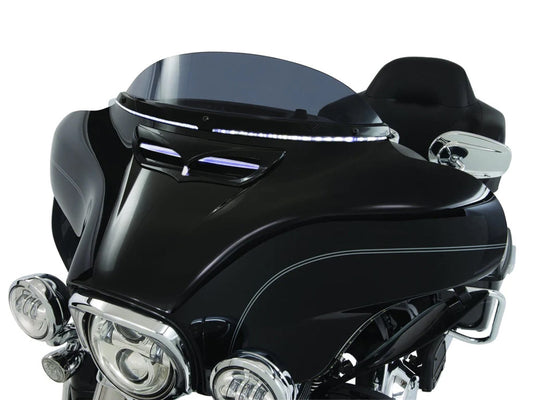Horizon LED Windshield Trim with Sequential Amber Turn, White Run & Smoke Lens – Black. Fits Touring 2014-2023