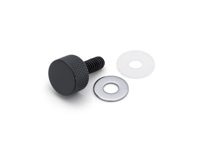 1/4in.-20 Knurled Seat Mount Screw – Black. Fits H-D 1996up