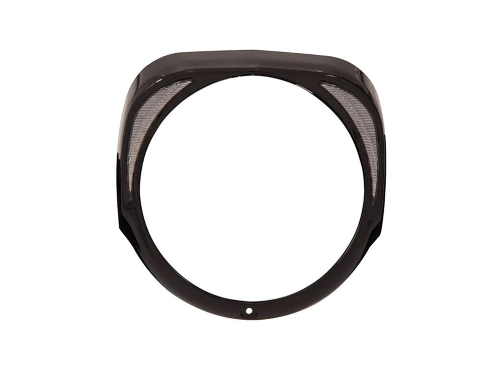 Fang LED Headlight Bezel with White Running Lights – Black. Fits Touring 2014-2023