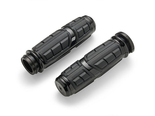 Chicane Handgrips – Black. Fits Big Twin 2008-2024 with Throttle-by-Wire