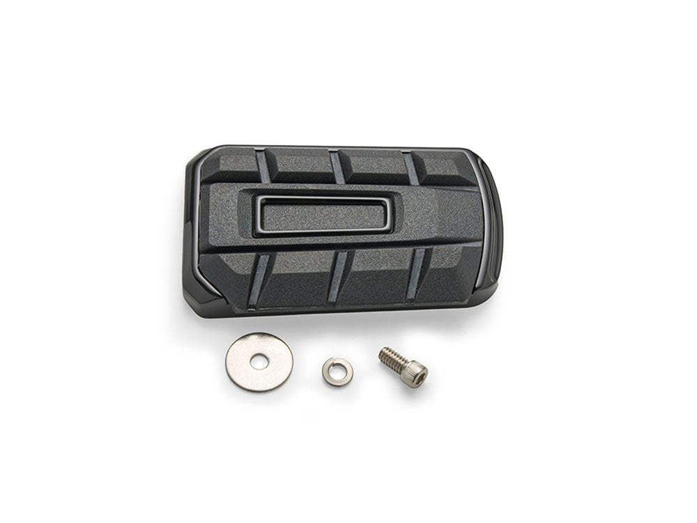 Chicane Brake Pedal Pad – Black. Fits Touring 1980up, FL Softail 1986-2017 & Dyna Switchback 2012-2016