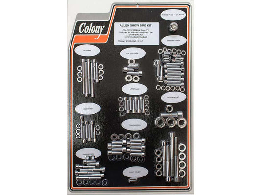 Polished Allen Head Show Bike Kit – Chrome. Fits Big Twin Shovel 1978-1984.
