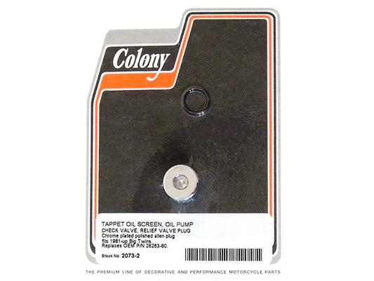 Allen Head Oil Pump Plug – Chrome. Fits Big Twin 1981-1999.