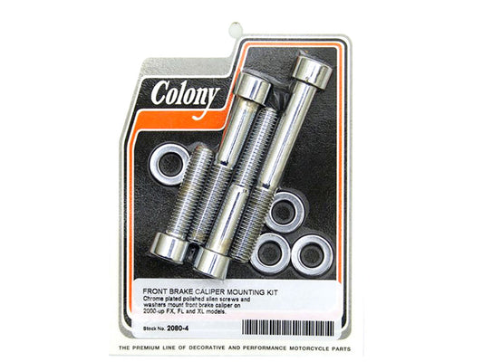 Allen Head Caliper Mount Bolt & Washer Kit – Chrome. Fits Front on FX, FL & Sportster 2000-2007 & V-Rod 2002-2005.