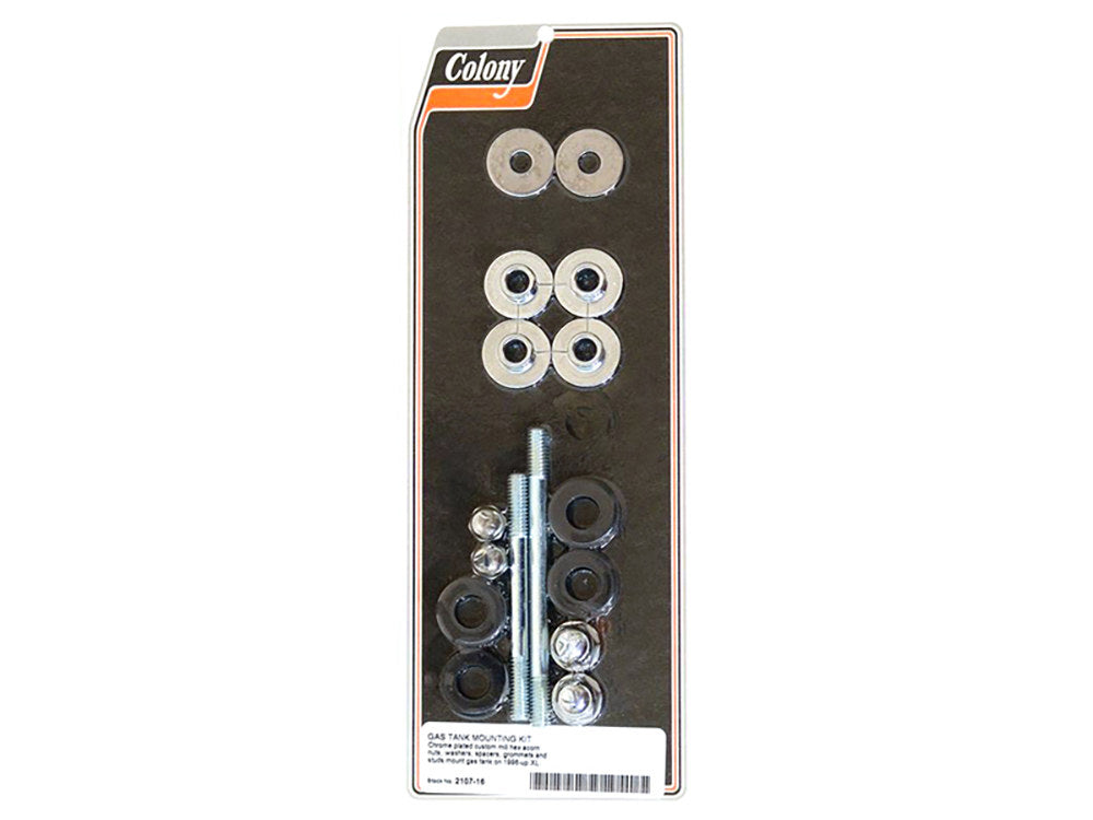 Fuel Tank Mount Kit – Chrome. Fits Sportster 1996-2003.