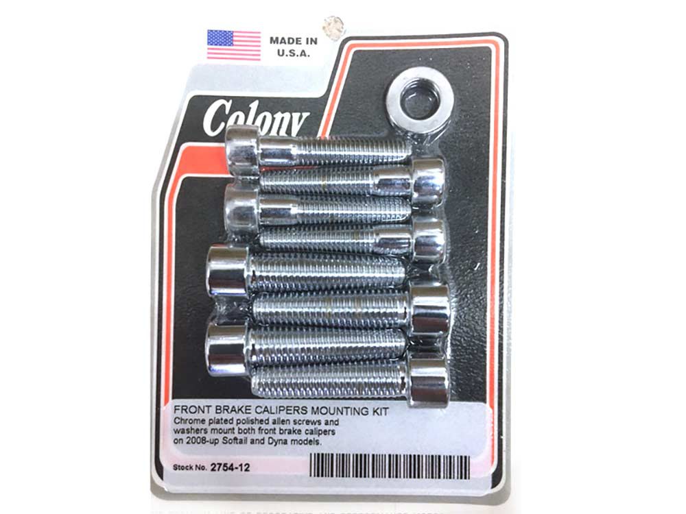 Allen Head Caliper Mount Bolt & Washer Kit – Chrome. Fits Front Softail 2008up & Dyna 2008-2017