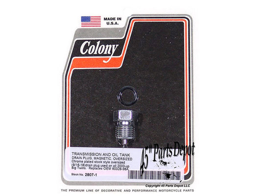 Oversized Primary & Transmission Drain Plug – Chrome. Fits Big Twin 2000up.