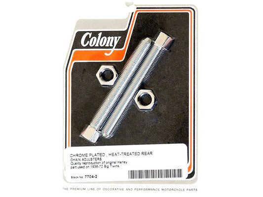 Rear Chain Adjusters – Chrome. Fits Big Twin 1936-1972.