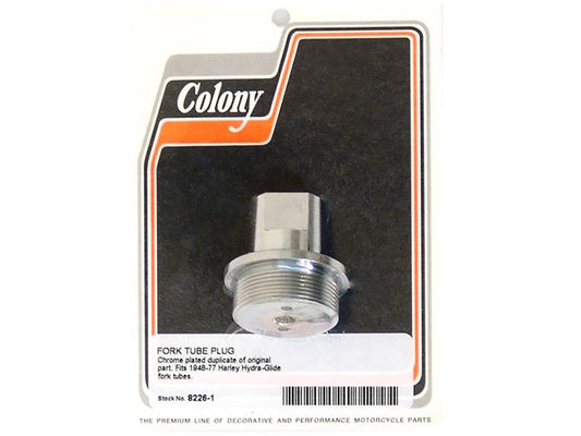 Fork Tube Plug – Chrome. Fits Big Twin 1948-1977 with Hydra-Glide Fork Tubes.