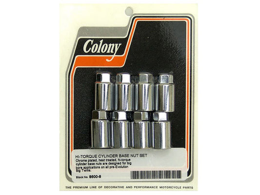 Hi-Torque Cylinder Base Nuts – Chrome. Fits Shovel & Pan 1948-1984.